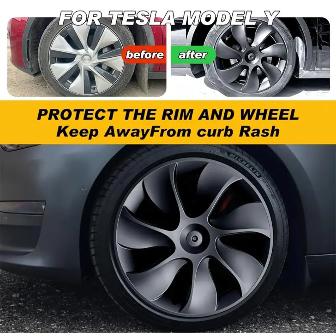TESLA MODEL Y 19" UNIQUE S3 FULL COVER WHEEL COVERS MATTE BLACK " LIMITED EDITION " - TESLARY Tesla Shop Accessories Europe Nederlands Dublin Cork Ireland Deutschland Espana Alicante France Italia