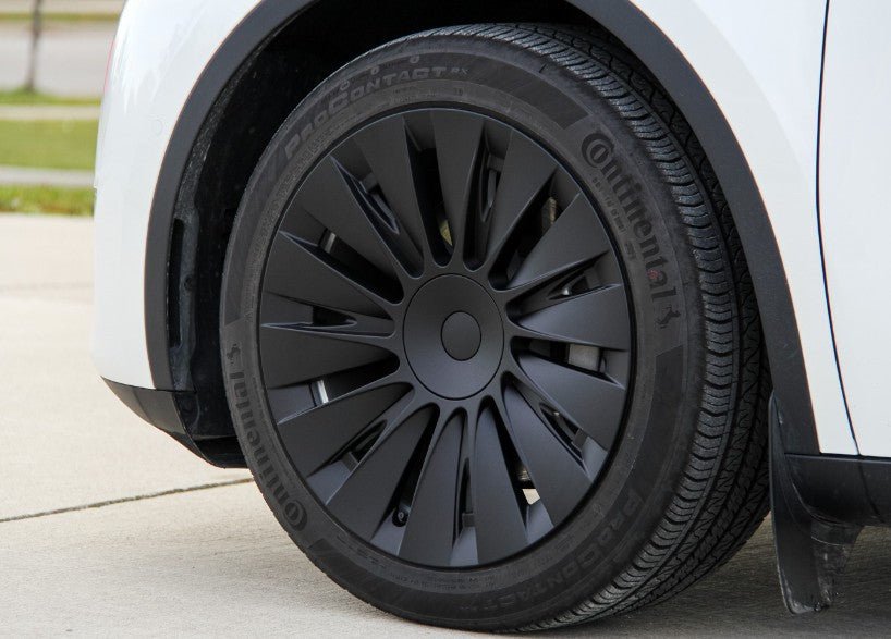 Tesla Model Y Juniper 19" Induction Style Wheel Covers Matte Black - TESLARY Tesla Shop Accessories Europe Nederlands Dublin Cork Ireland Deutschland Espana Alicante France Italia