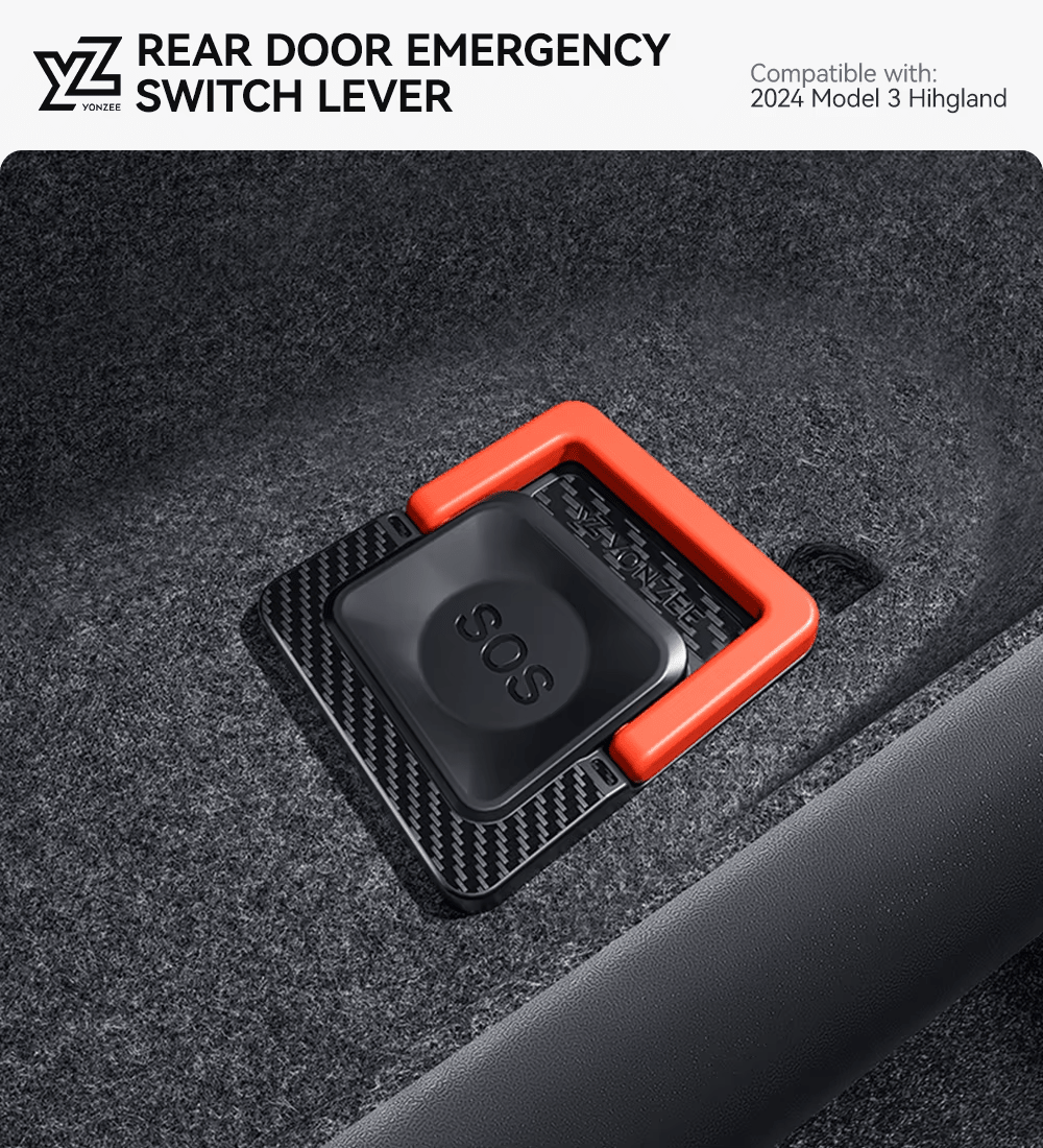 Tesla Model Y Juniper / Model 3 Highland - Rear Door Emergency Handle - Mechanical Unlock for Switch Pull Rope - TESLARY Tesla Shop Accessories Europe Nederlands Dublin Cork Ireland Deutschland Espana Alicante France Italia