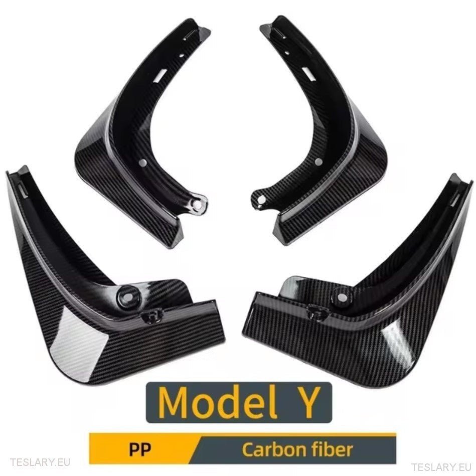 Tesla Model Y Mud Flaps / Splash Guards TPU / Black Carbon or White - TESLARY Tesla Shop Accessories Europe Nederlands Dublin Cork Ireland Deutschland Espana Alicante France Italia