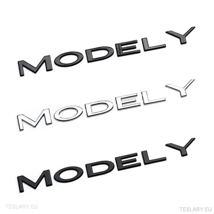 TESLA " MODEL Y " REAR LOGO EMBLEM IN CHROME & BLACK - TESLARY Tesla Shop Accessories Europe Nederlands Ireland Deutschland Espana Alicante France Italia