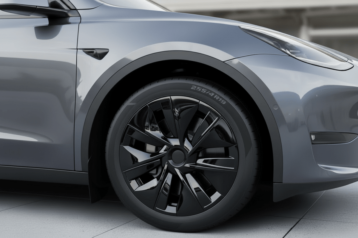 Teslary Twister Style Model Y Wheel Covers 19-inch Full Edge Protection Gloss Black 2022-2025 - TESLARY Buy Tesla Shop Accessories Europe Nederlands Dublin Cork Ireland Deutschland Espana Iceland Finland France Italia