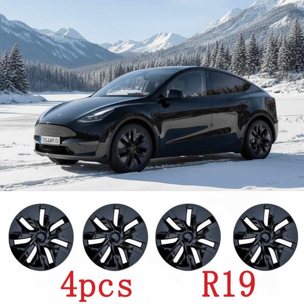 Teslary Twister Style Model Y Wheel Covers 19-inch Full Edge Protection Gloss Black 2022-2025 - TESLARY Buy Tesla Shop Accessories Europe Nederlands Dublin Cork Ireland Deutschland Espana Iceland Finland France Italia