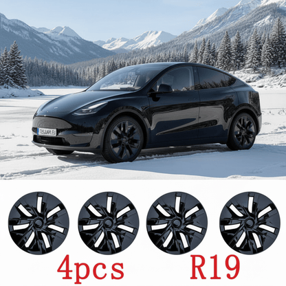 Teslary Twister Style Model Y Wheel Covers 19-inch Full Edge Protection Gloss Black 2022-2025 - TESLARY Buy Tesla Shop Accessories Europe Nederlands Dublin Cork Ireland Deutschland Espana Iceland Finland France Italia