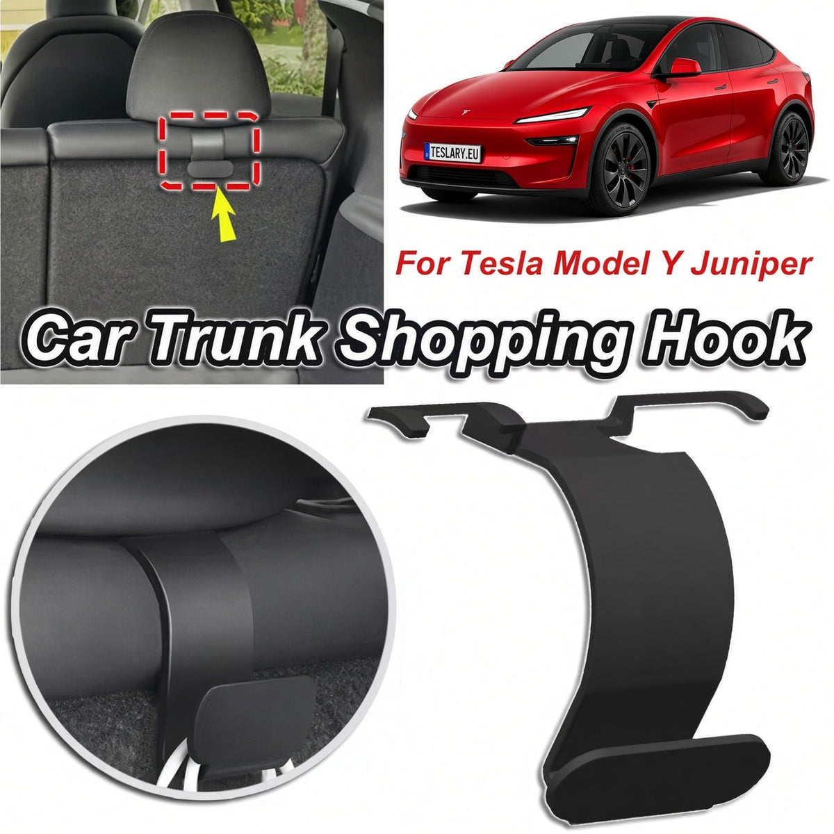 Trunk Hooks for Storage for your Tesla Model Y Juniper Premium & Standard - TESLARY Buy Tesla Shop Accessories Europe Nederlands Dublin Cork Ireland Deutschland Espana Iceland Finland France Italia