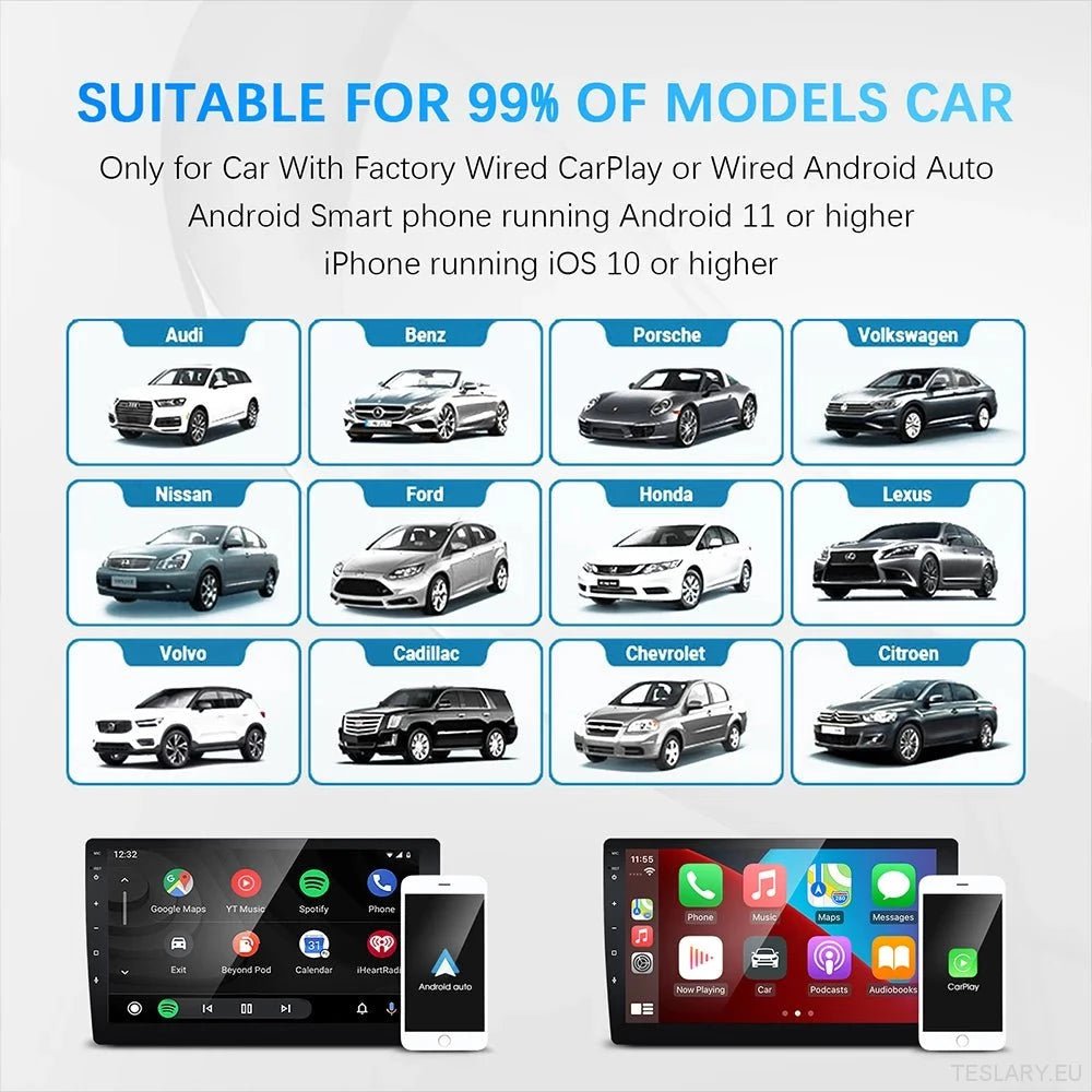 Universal Wireless CarPlay & Android Auto Adapter - TESLARY Tesla Shop Accessories Europe Nederlands Ireland Deutschland Espana Alicante France Italia