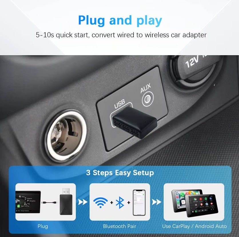 Wireless CarPlay Android Auto Smart Dongle for All Cars - TESLARY Tesla Shop Accessories Europe Nederlands Dublin Cork Ireland Deutschland Espana Alicante France Italia